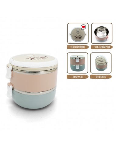 英國熊雙層彩虹便當盒+台製提袋(盒裝)