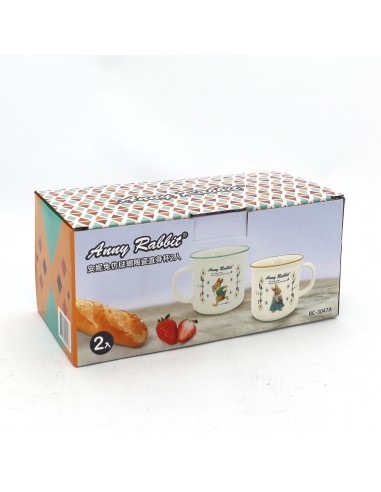 安妮兔仿琺瑯陶瓷直身杯2入