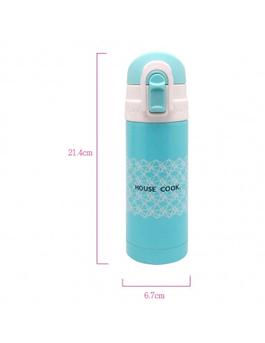 鍋霸雙保險彈蓋保溫瓶 350ML-藍綠