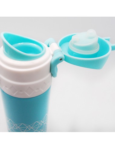 鍋霸雙保險彈蓋保溫瓶 350ML-藍綠