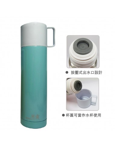 鍋霸500cc杯蓋真空保 溫瓶-珍珠藍