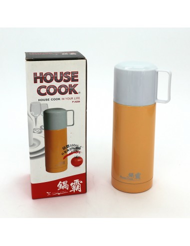 鍋霸350cc杯蓋真空保溫瓶-珍珠橘