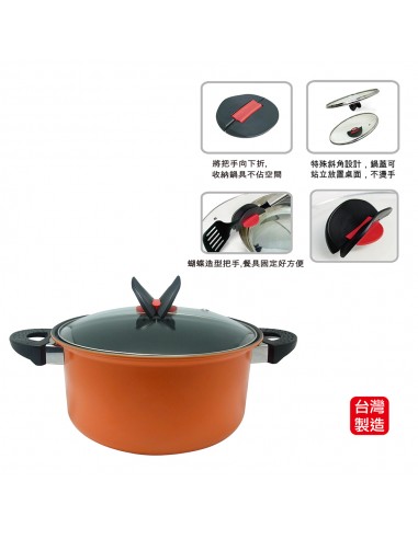 鍋霸26cm陶瓷不沾雙耳鍋-舞蝶翩翩