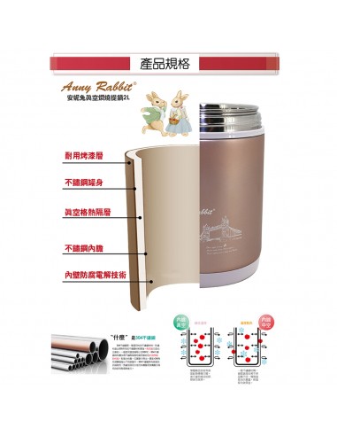 安妮兔真空燜燒提鍋-2L-香檳金
