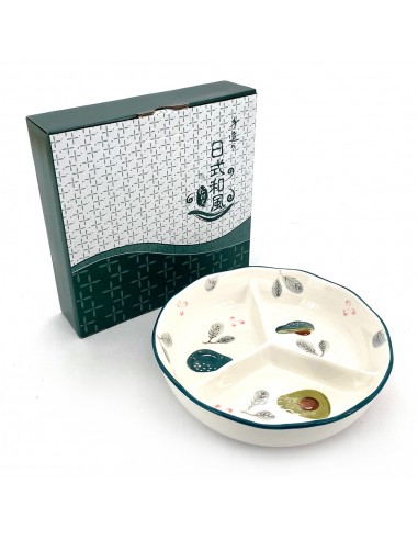 松村窯7.5"荷口三格盤-酪梨 3X