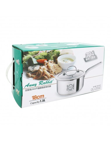 安妮兔18CM不鏽鋼複底 單把鍋