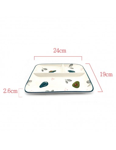 松村窯9.5吋長方三格盤-酪梨