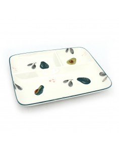 松村窯9.5吋長方三格盤-酪梨 2
