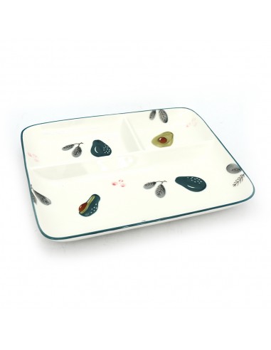 松村窯9.5吋長方三格盤-酪梨