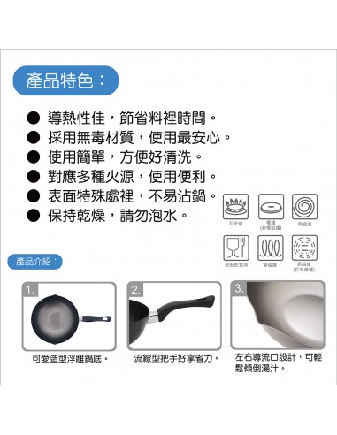 英國熊24公分單把不沾鍋 (盒裝)