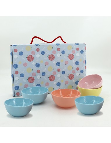 松村窯玫瑰色土6碗