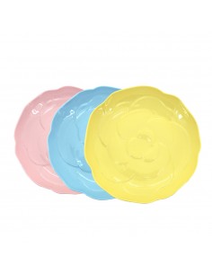 松村窯玫瑰色土3盤