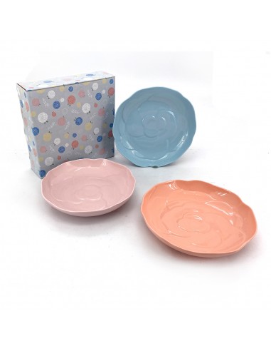 松村窯玫瑰色土3盤