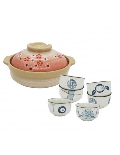 6反口雪花碗+7.5砂鍋-紅梅