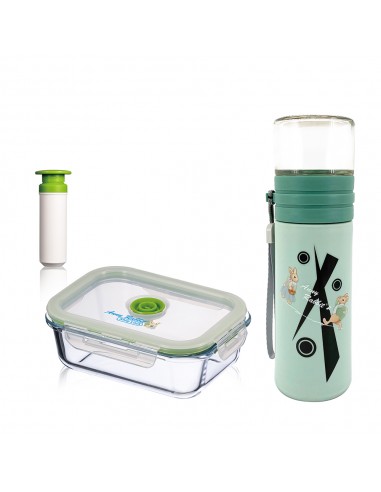 安妮兔真空640ml保鮮組+安妮兔健康反轉玻璃瓶-400ml