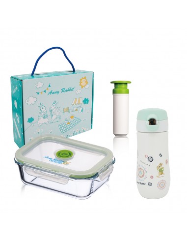 安妮兔640ml玻璃保鮮組+安妮兔陶瓷彈蓋水瓶-450m