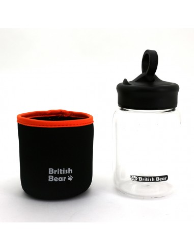 英國熊個性玻璃瓶400ml+橘黑布套