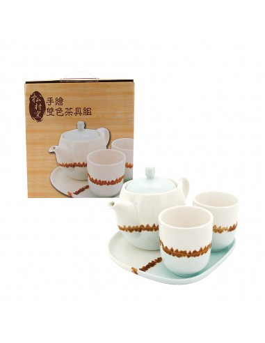 松村窯手繪雙色茶具組