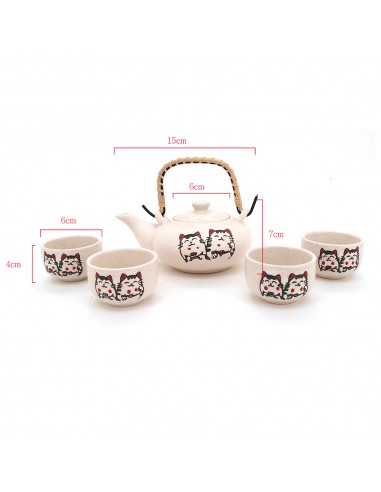 松村窯招財貓1壺4杯