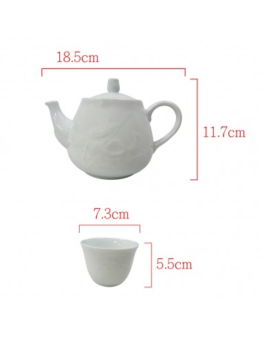 浮雕山茶花1壺2杯