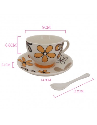 晶鑽花漾咖啡杯碟附匙-黃