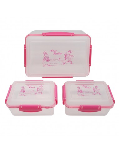安妮兔長方密扣保鮮盒 三入-盒裝