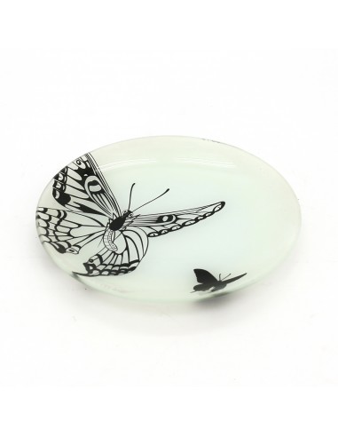 黑白蝴蝶強化玻璃圓盤(中)