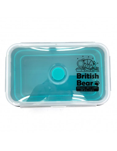 英國熊矽膠折疊保鮮盒-1200ml綠(盒裝)