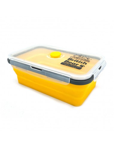 英國熊矽膠折疊保鮮盒 1200ML黃