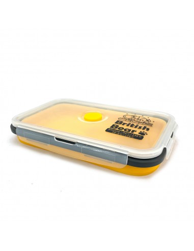 英國熊矽膠折疊保鮮盒 1200ML黃
