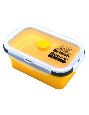 英國熊矽膠折疊保鮮盒 600ML黃