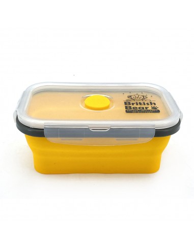 英國熊矽膠折疊保鮮盒 600ML黃