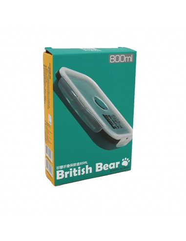 英國熊矽膠折疊保鮮盒-800ml綠(盒裝)