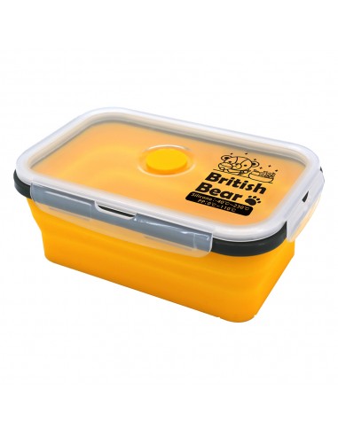 英國熊矽膠折疊保鮮盒-800ml黃(盒裝)