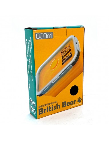 英國熊矽膠折疊保鮮盒-800ml黃(盒裝)