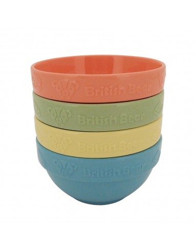 英國熊粉彩4碗4匙 (色土瓷)(盒裝)