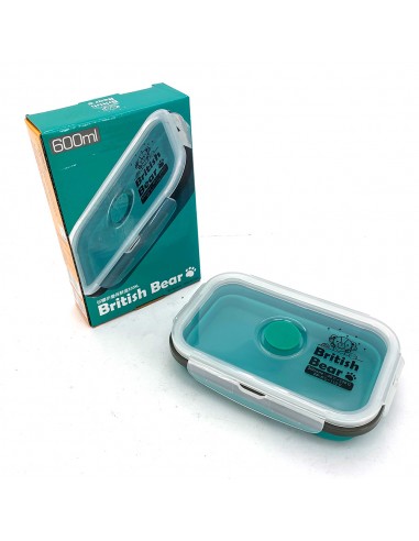 英國熊矽膠折疊保鮮盒-600ml綠(盒裝)