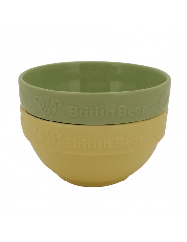 英國熊粉彩2碗2匙