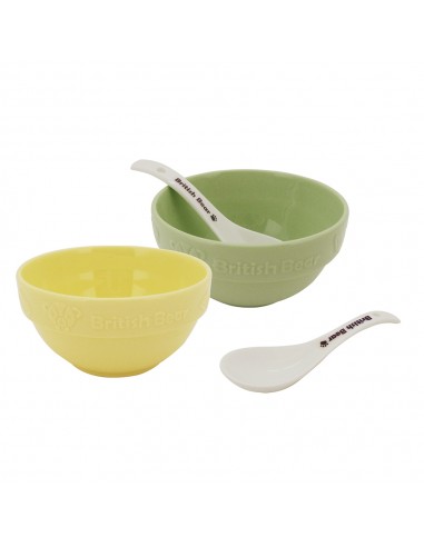 英國熊粉彩2碗2匙