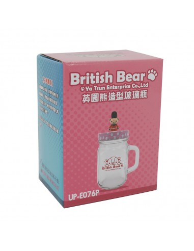 英國熊造型玻璃瓶 450CC-1入 粉紅