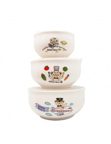 英國熊陶瓷保鮮蓋碗組 3入-職業