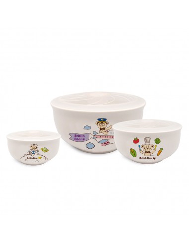 英國熊陶瓷保鮮蓋碗組 3入-職業