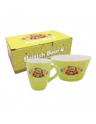 英國熊色釉杯碗組(綠色款)