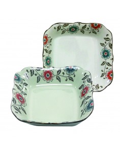 手造8.25"荷花方盤-2入