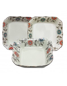 手造8.25"荷花方盤-3入