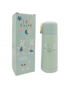 法國兔吊環隨身保溫瓶 350ML粉綠 2