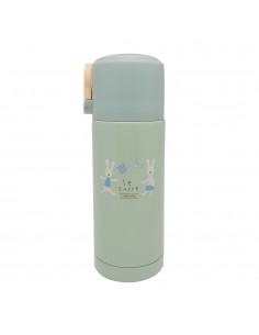 法國兔吊環隨身保溫瓶 350ML粉綠