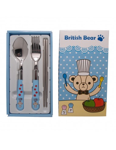 英國熊餐具三件組