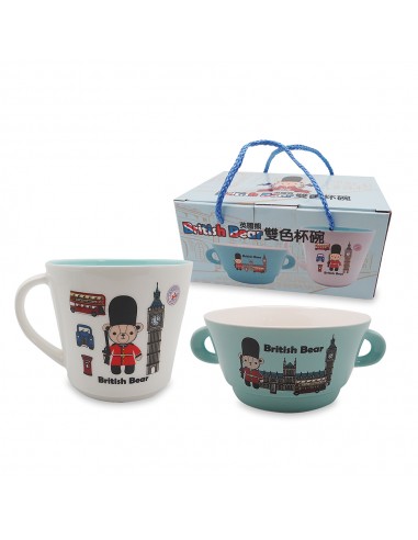 英國熊雙色杯碗組(盒裝)