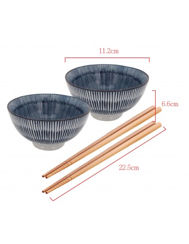 日式條紋2碗2筷